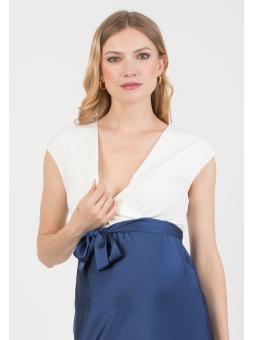 Robe de maternité et allaitement Diletta Attesa – Élégance fluide bleu marine ou rose pâle