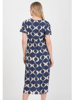 Robe grossesse & allaitement imprimée en viscose bleu – RAYA
