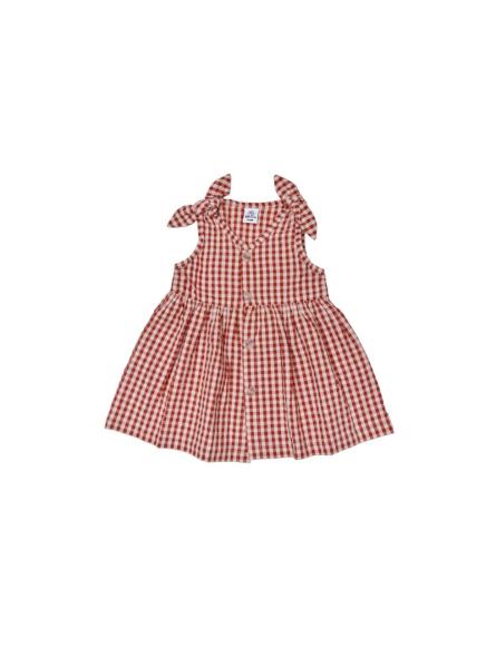Robe Évasée Vichy - Tenue d'Été à Nœuds pour Petite Fille