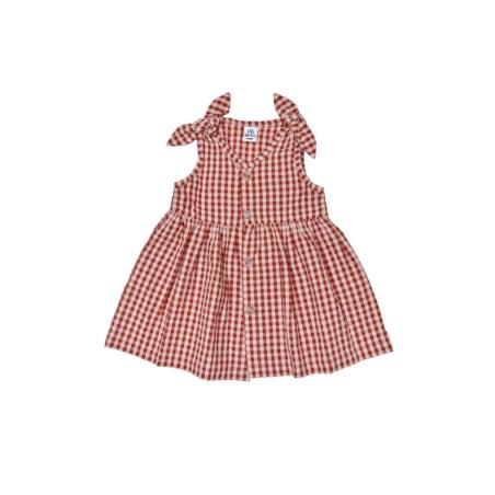 Robe Évasée Vichy - Tenue d'Été à Nœuds pour Petite Fille
