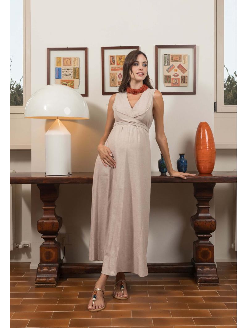 Robe de Grossesse et d'Allaitement Annalisa – Lin Italien Élégant et Confortable