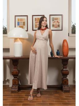 Robe de Grossesse et d'Allaitement Annalisa – Lin Italien Élégant et Confortable