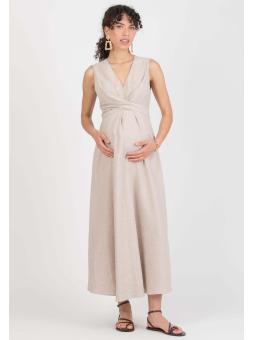 Robe de Grossesse et d'Allaitement Annalisa – Lin Italien Élégant et Confortable