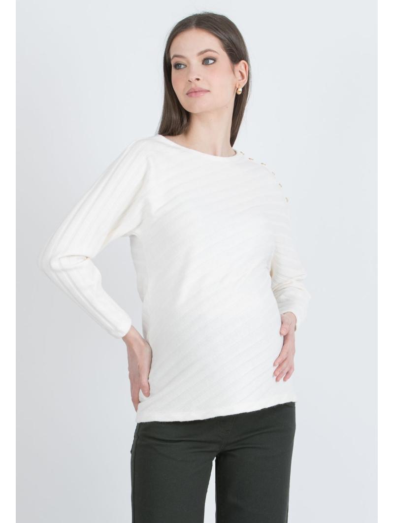 Pull de Grossesse "Wanda" à Larges Côtes avec Écharpe Amovible