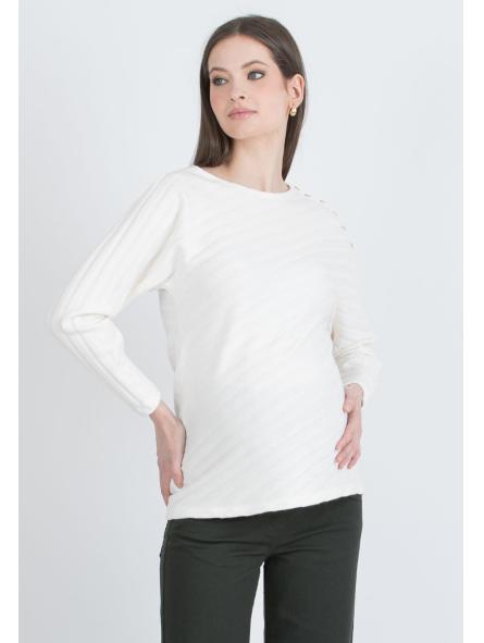 Pull de Grossesse "Wanda" à Larges Côtes avec Écharpe Amovible