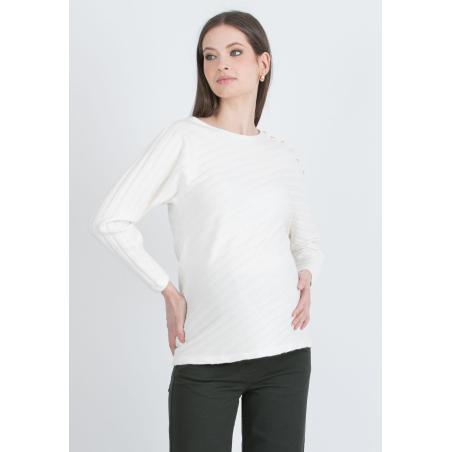Pull de Grossesse "Wanda" à Larges Côtes avec Écharpe Amovible