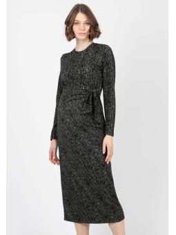 Robe de Grossesse "Karen" en Maille Milano – Longueur Midi et Nœud Élégant