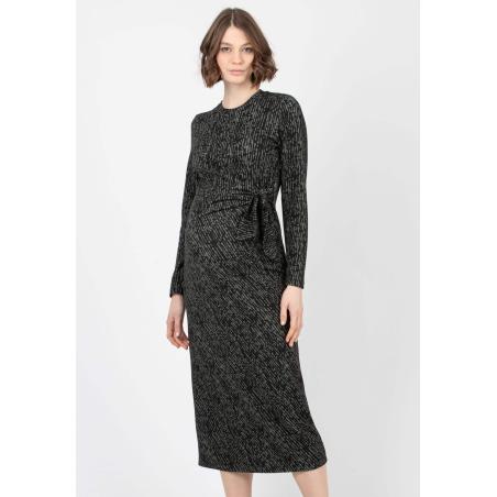 Robe de Grossesse "Karen" en Maille Milano – Longueur Midi et Nœud Élégant