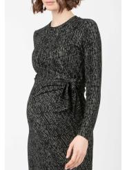 Robe de Grossesse "Karen" en Maille Milano &ndash; Longueur Midi et N&oelig;ud &Eacute;l&eacute;gant