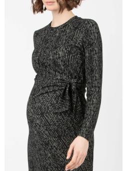 Robe de Grossesse "Karen" en Maille Milano – Longueur Midi et Nœud Élégant