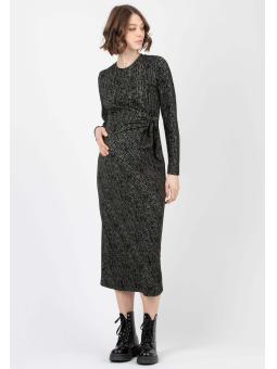 Robe de Grossesse "Karen" en Maille Milano – Longueur Midi et Nœud Élégant