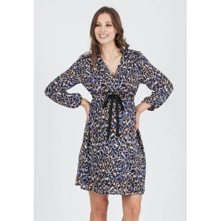 Robe de Grossesse "Madison" en Crêpe – Imprimé Animalier et Taille Coulissée