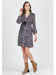 Robe de Grossesse "Madison" en Cr&ecirc;pe &ndash; Imprim&eacute; Animalier et Taille Couliss&eacute;e