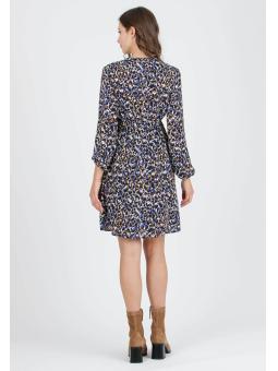 Robe de Grossesse "Madison" en Crêpe – Imprimé Animalier et Taille Coulissée