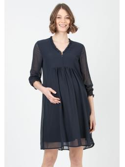 Robe de Grossesse et d'Allaitement Élégante "Diana" en Mousseline Unie