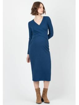 Robe de Grossesse et d'Allaitement "Adele" en Maille Côtelée – Coupe Cache-Cœur