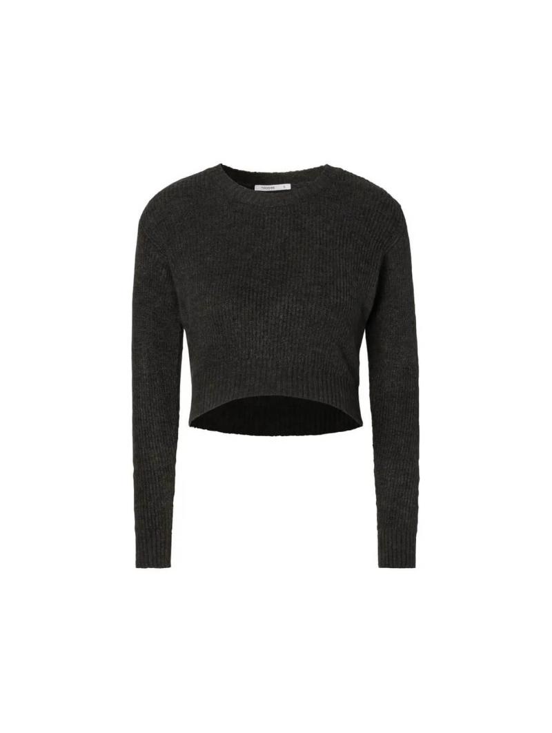 Pull Court / Crop d'Allaitement en Maille Côtelée – Col Rond