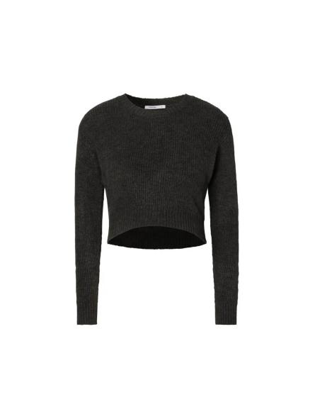 Pull Court / Crop d'Allaitement en Maille Côtelée – Col Rond