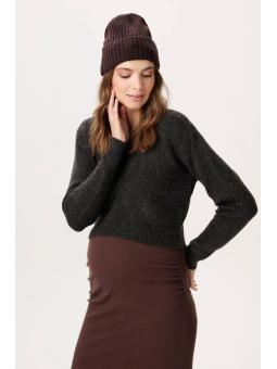 Pull Court / Crop d'Allaitement en Maille Côtelée – Col Rond