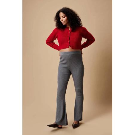 Pantalon Évasé de Grossesse en Maille Côtelée – Taille Haute