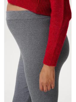Pantalon Évasé de Grossesse en Maille Côtelée – Taille Haute