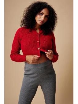 Pantalon Évasé de Grossesse en Maille Côtelée – Taille Haute