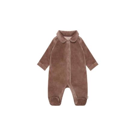 Pyjama Mauve en Velours avec Pieds "Antler" – Coton Biologique