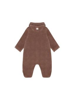 Pyjama Mauve en Velours avec Pieds "Antler" – Coton Biologique