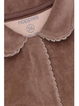 Pyjama Mauve en Velours avec Pieds "Antler" – Coton Biologique