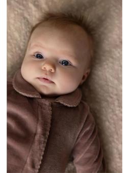 Pyjama Mauve en Velours avec Pieds "Antler" – Coton Biologique