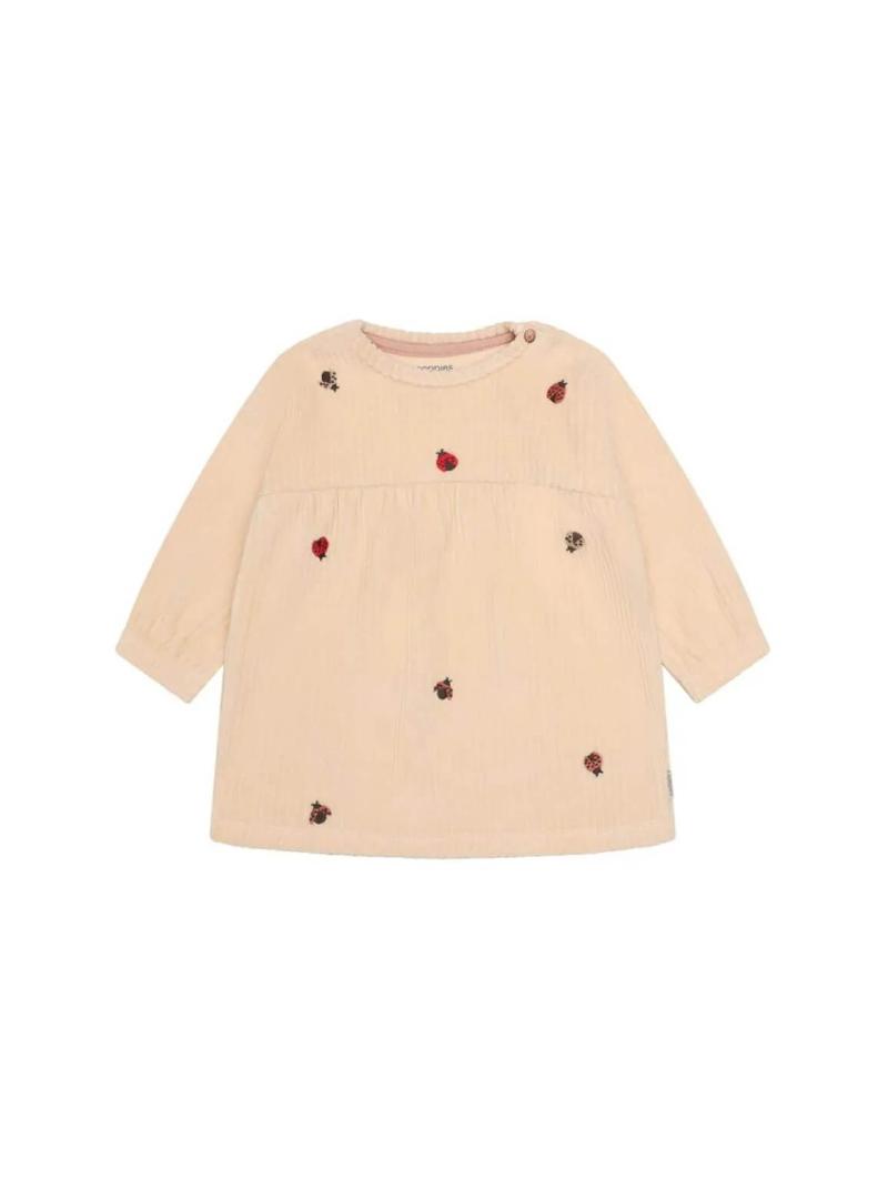 Robe Bébé Fille en Velours Côtelé en Coton Bio – Coccinelles Brodées