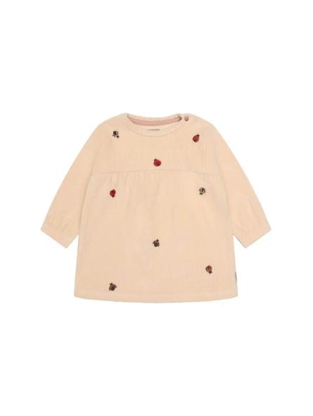 Robe Bébé Fille en Velours Côtelé en Coton Bio – Coccinelles Brodées