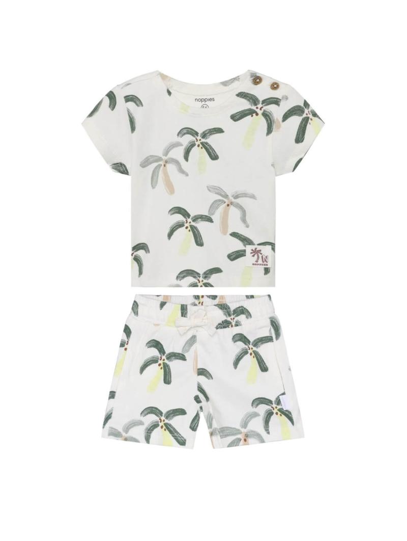 Ensemble 2 Pièces Bébé Garçon en Coton Bio – T-Shirt & Short Imprimé Palmiers