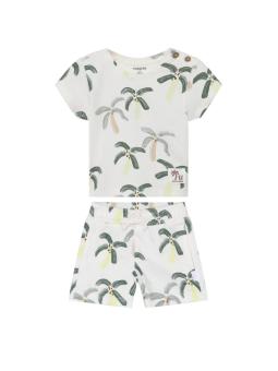 Ensemble 2 Pièces Bébé Garçon en Coton Bio – T-Shirt & Short Imprimé Palmiers