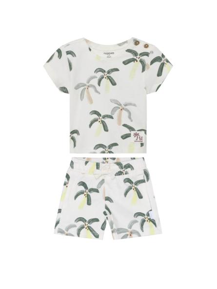 Ensemble 2 Pièces Bébé Garçon en Coton Bio – T-Shirt & Short Imprimé Palmiers