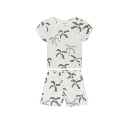 Ensemble 2 Pièces Bébé Garçon en Coton Bio – T-Shirt & Short Imprimé Palmiers
