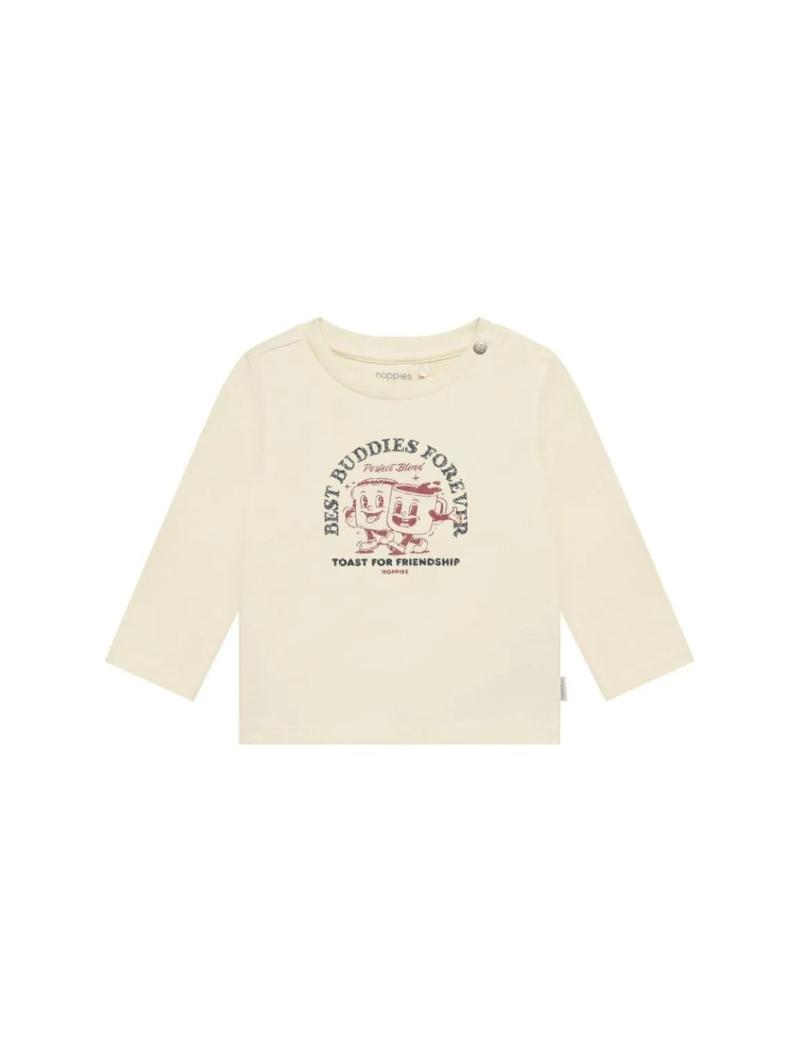 T-Shirt Manches Longues Bébé Garçon 'Toast to Friendship' – Écru & Vintage