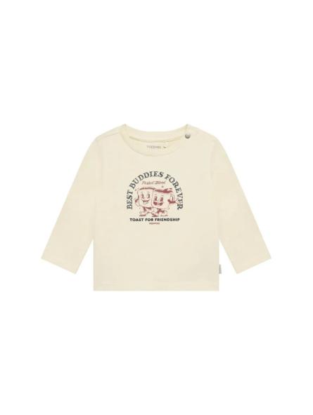 T-Shirt Manches Longues Bébé Garçon 'Toast to Friendship' – Écru & Vintage