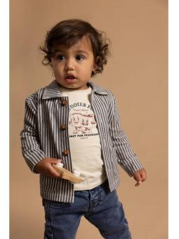 T-Shirt Manches Longues Bébé Garçon 'Toast to Friendship' – Écru & Vintage