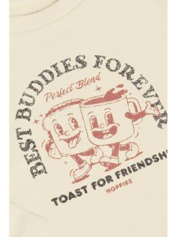 T-Shirt Manches Longues Bébé Garçon 'Toast to Friendship' – Écru & Vintage