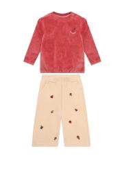 Ensemble 2 Pi&egrave;ces B&eacute;b&eacute; Fille en Velours & Coton Bio &ndash; Pull Terracotta & Pantalon C&ocirc;tel&eacute; Coccinelles