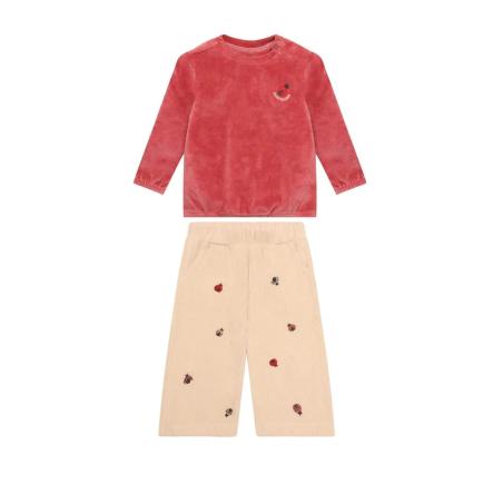 Ensemble 2 Pièces Bébé Fille en Velours & Coton Bio – Pull Terracotta & Pantalon Côtelé Coccinelles