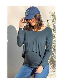 T-shirt Grossesse & Allaitement Milou Carbone • Confort Bambou