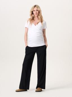 Pantalon de Maternité Jambes Larges Wide Leg Noir en Jersey Technique