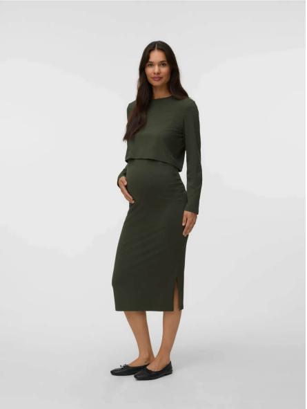 Ensemble Maternité Top Manches Longues et Jupe – Coloris Forest