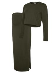 Ensemble Maternit&eacute; Top Manches Longues et Jupe &ndash; Coloris Forest