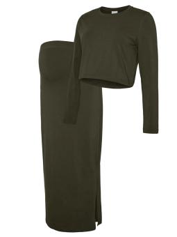 Ensemble Maternité Top Manches Longues et Jupe – Coloris Forest