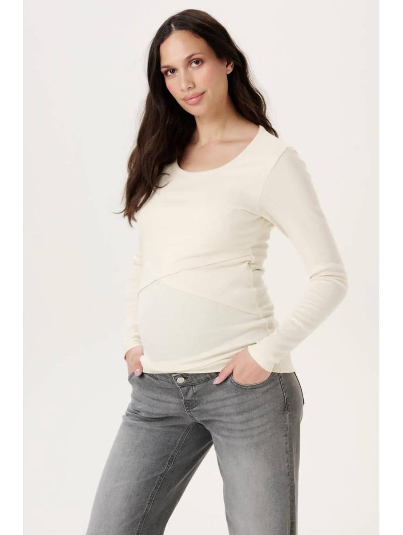 T-shirt de Grossesse et d'Allaitement Manches Longues en Coton Bio – Noppies Maternity