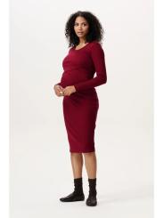 Robe Midi de Grossesse et d'Allaitement Manches Longues en Coton Bio