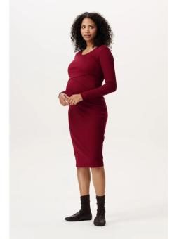 Robe Midi de Grossesse et d'Allaitement Manches Longues en Coton Bio